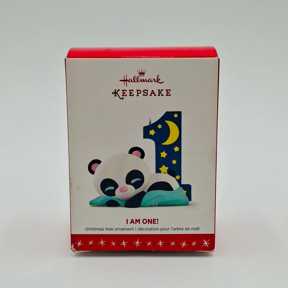 Hallmark Keepsake Ornament I Am One 1st Birthday Panda Bear 2016 Jake Angell Box